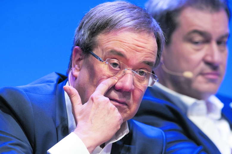 Der CDU-Vorsitzende hat in der Kanzlerfrage sein CSU-Pendant im Nacken: Armin Laschet und Markus Söder (v.l.)