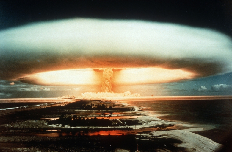 Gebannt geglaubte Schreckensvision: Atombomben-Test auf dem Mururoa-Atoll in Französisch-Polynesien 1990