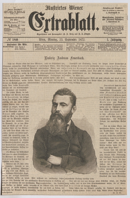 Sein Tod füllte ganze Zeitungsseiten: Nachruf auf Feuerbach in einer Wiener Zeitung