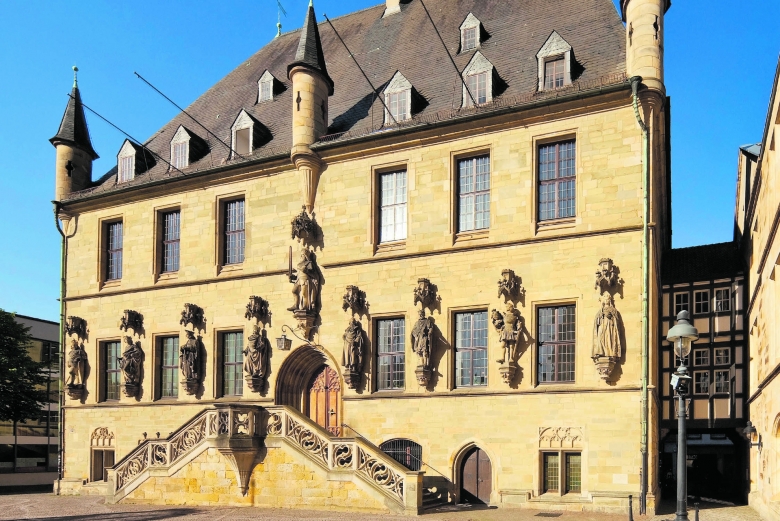 Dreh- und Angelpunkt in Osnabrück: Von der Rathaustreppe aus wurde der Westfälische Friede von 1648 verkündet