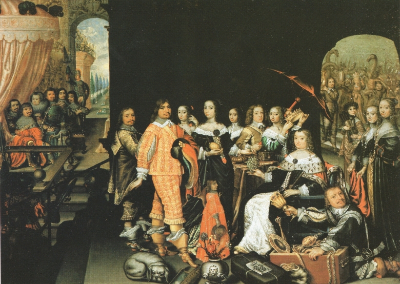 Verherrlichung der Kurfürstinwitwe Elisabeth Charlotte von Brandenburg als Königin von Saba: Ölgemälde auf Holz von Matthias Czwiczek um 1650