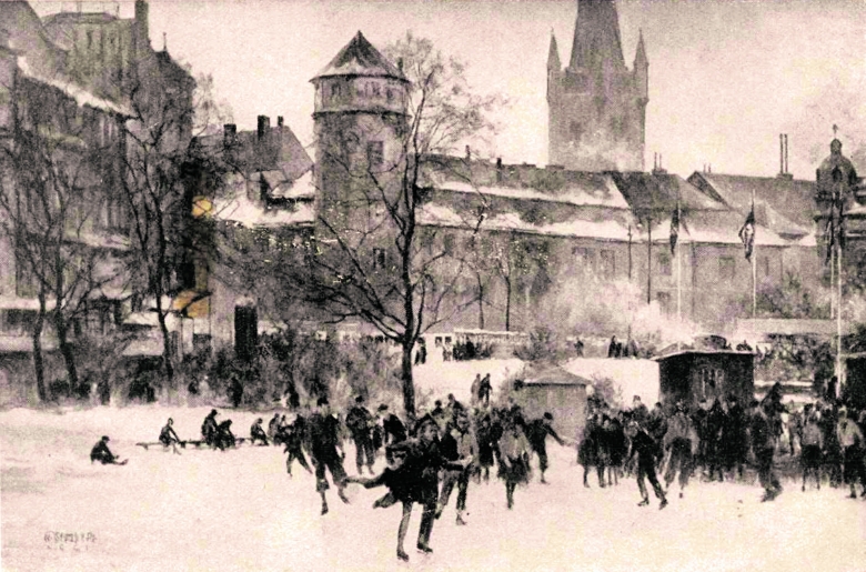 Winterfreuden auf dem Eis: Lustiges Treiben vor dem Königsberger Schloss um 1941