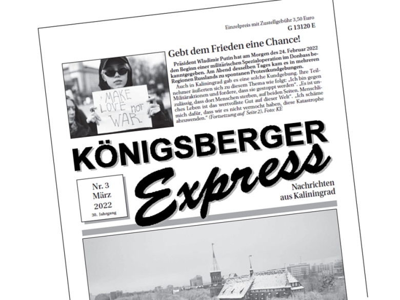 Friedensaufruf: Eine Seite des „Königsberger Express“