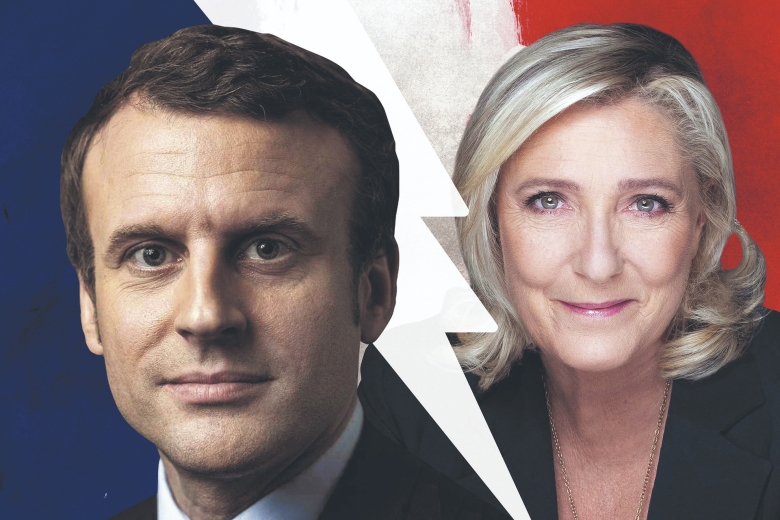 Der Präsident und seine Herausforderin: Emmanuel Macron und Marine Le Pen