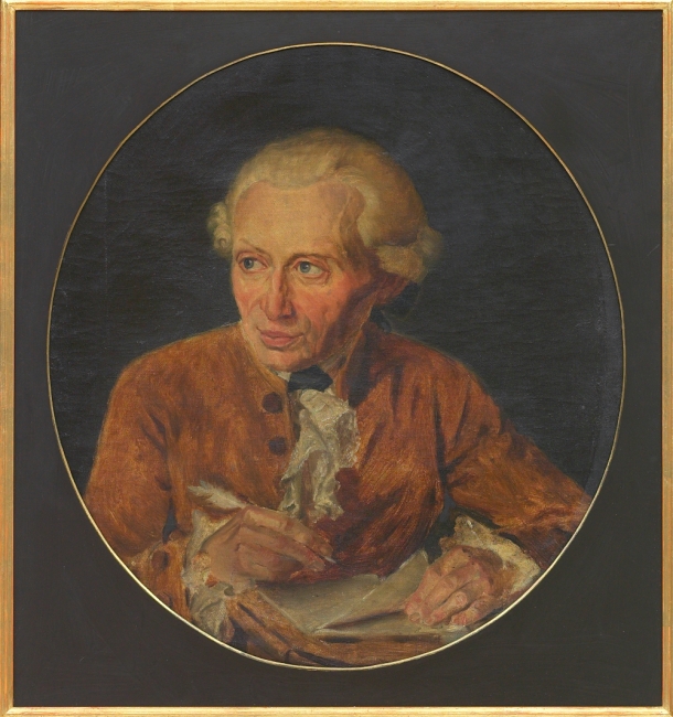 Kant an seinem Königsberger Schreibtisch: Porträt von Johannes Heydeck   