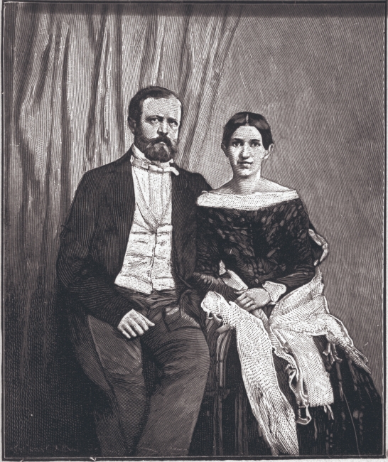 Otto und Johanna von Bismarck um 1850: Holzstich aus der Zeit um 1890 nach einer Fotografie