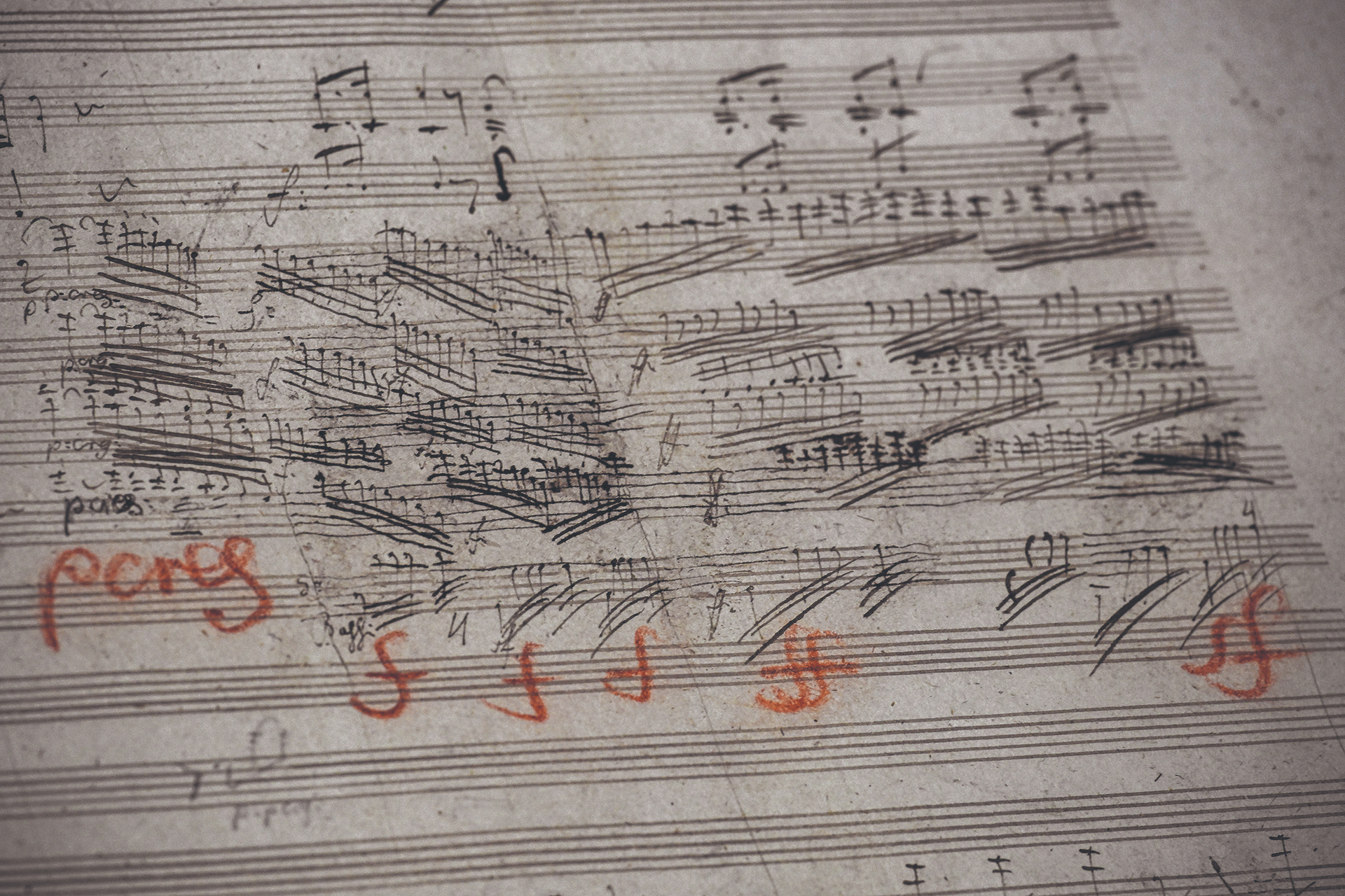 UNESCO-Weltdokumentenerbe: Eine Seite des in Berlin aufbewahrten Manuskripts der Friedrich Wilhelm III. gewidmeten 9. Sinfonie