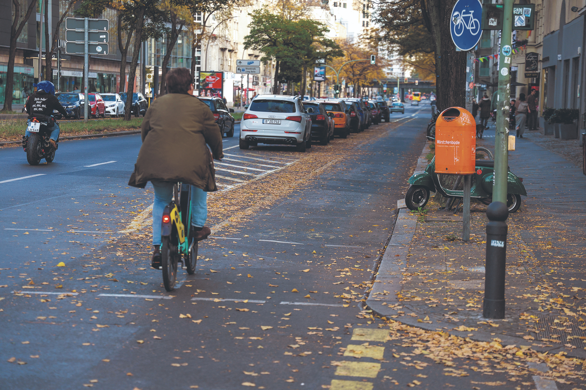 Hätte fast ein Desaster ausgelöst: „Pop-up“-Radweg an der Berliner Kantstraße