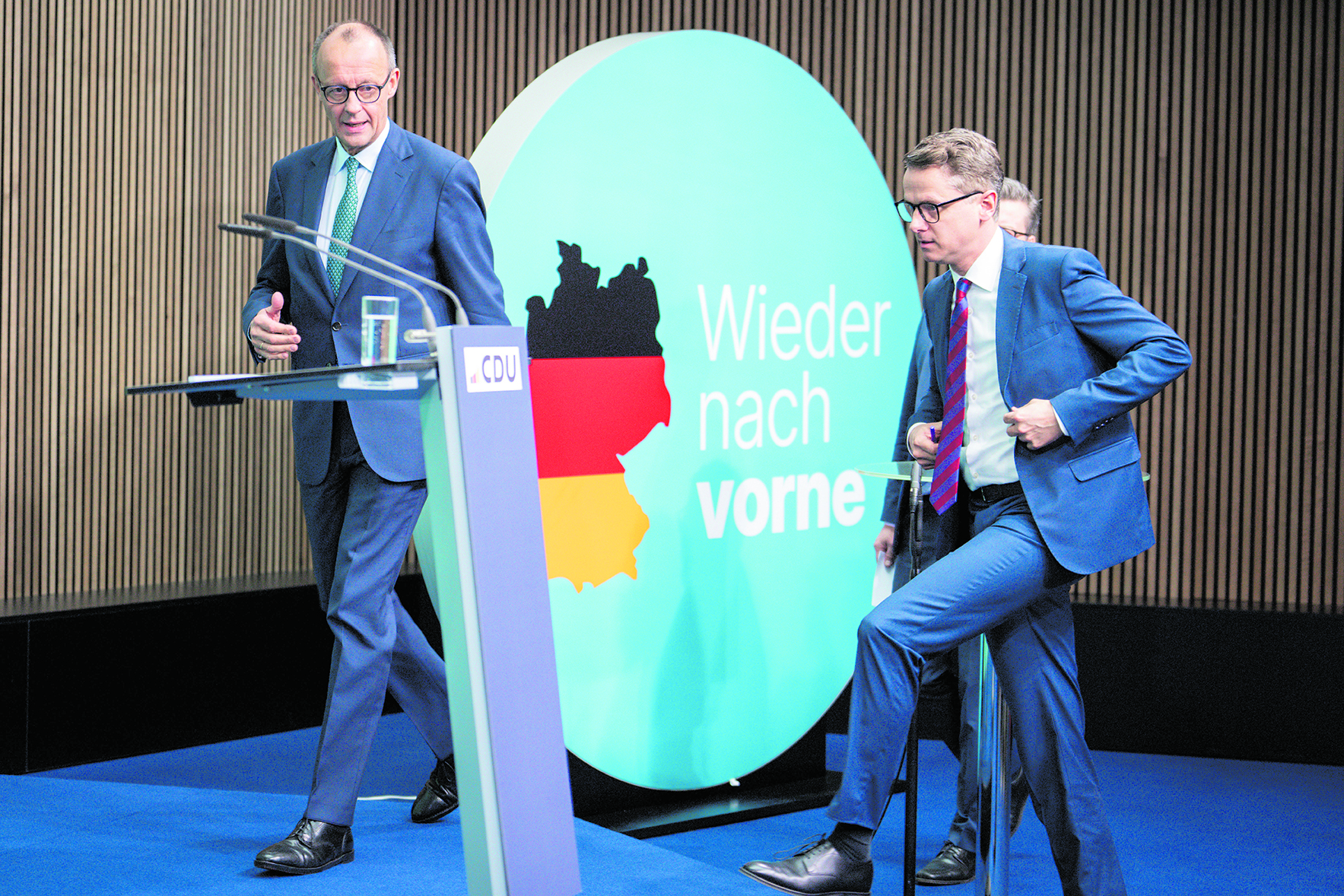 Kämpfen für einen neuen Kurs und stecken doch in der Sackgasse zwischen Rot-Grün und der AfD: Der CDU-Vorsitzende Friedrich Merz und sein Generalsekretär Carsten Linnemann  