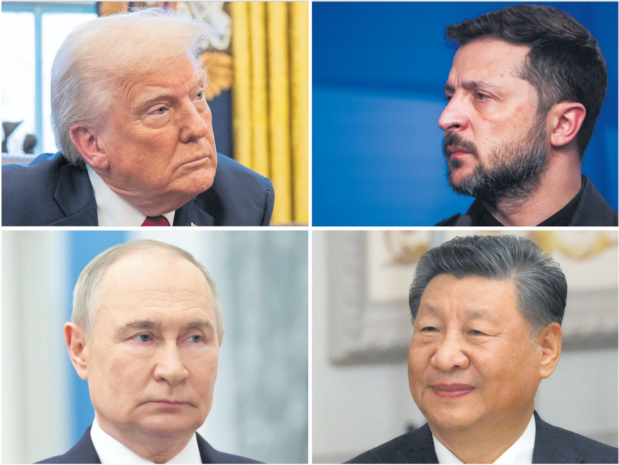 Wichtigste Spieler in einer komplexen Lage: Die Präsidenten der USA, der Ukraine, Russlands und Chinas
