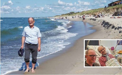 Gerhard Scheer am Memelstrand (l.): PAZ-Reporter Bernhard Knapstein zu Besuch im Hospital beim legendären Unternehmer (r.)