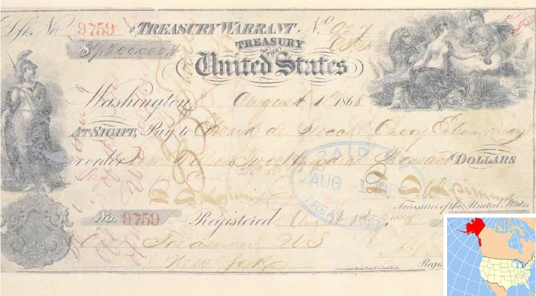 Der Original-Scheck über den Kaufpreis in Höhe von 7,2 Millionen US-Dollar
