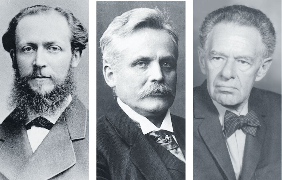 Die drei ostpreußischen Nobelpreisträger auf einen Blick: Otto Wallach aus Königsberg, Wilhelm Wien aus Gaffken und Fritz Albert Lipmann aus Königsberg (v.l.)
