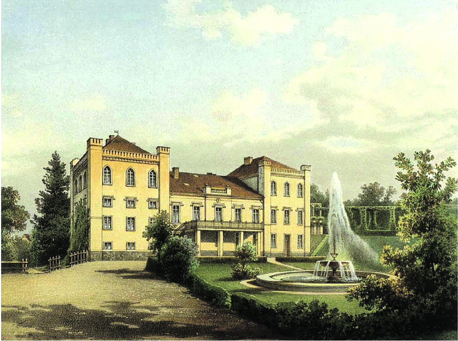 Farblithographie aus der Sammlung Duncker von 1862: Das Schloss Rohr