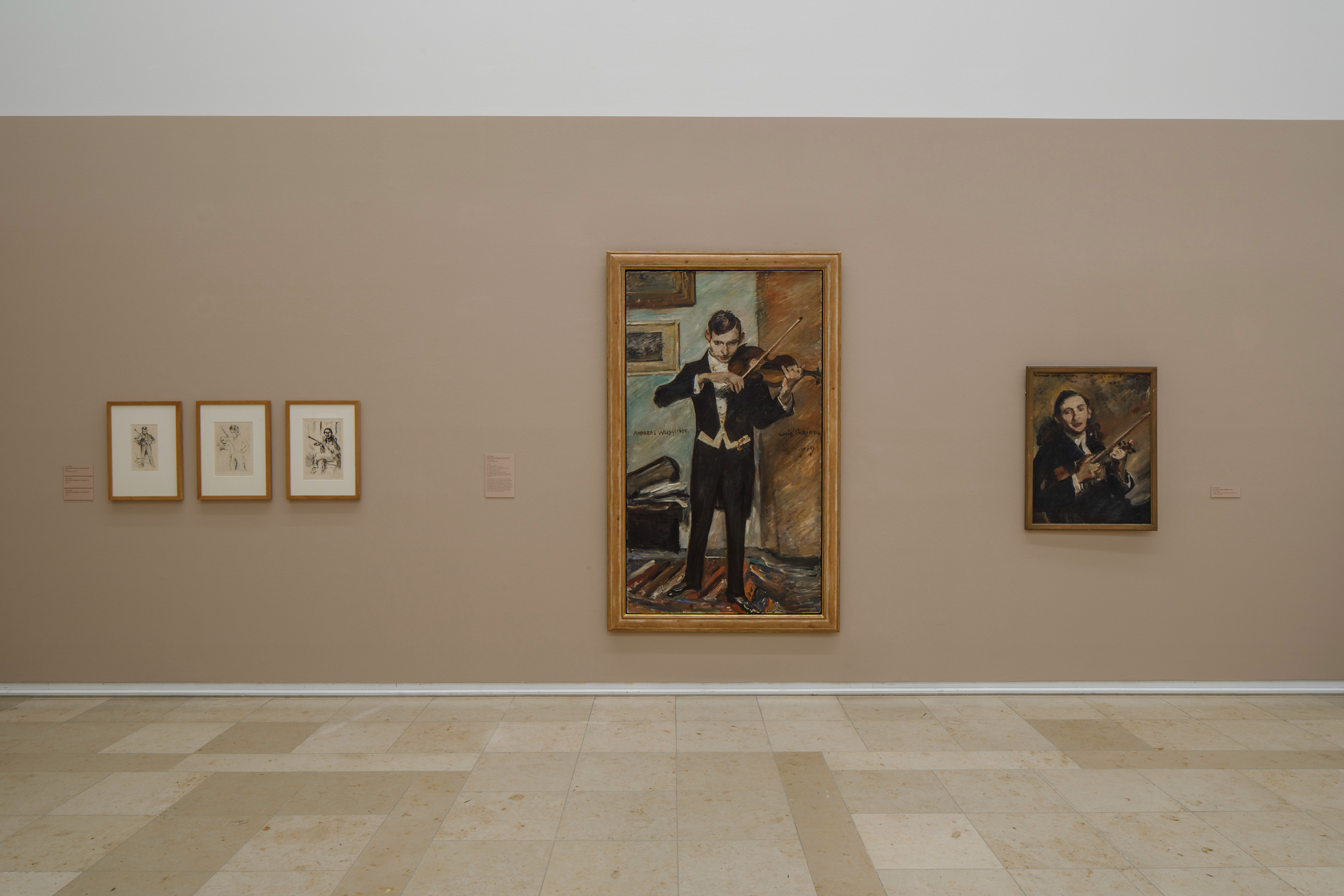 Von der Skizze (links) zu fertigen Ölbildern (rechts): Bildnisse des Violinisten Andreas Weißgerber, jeweils 1919