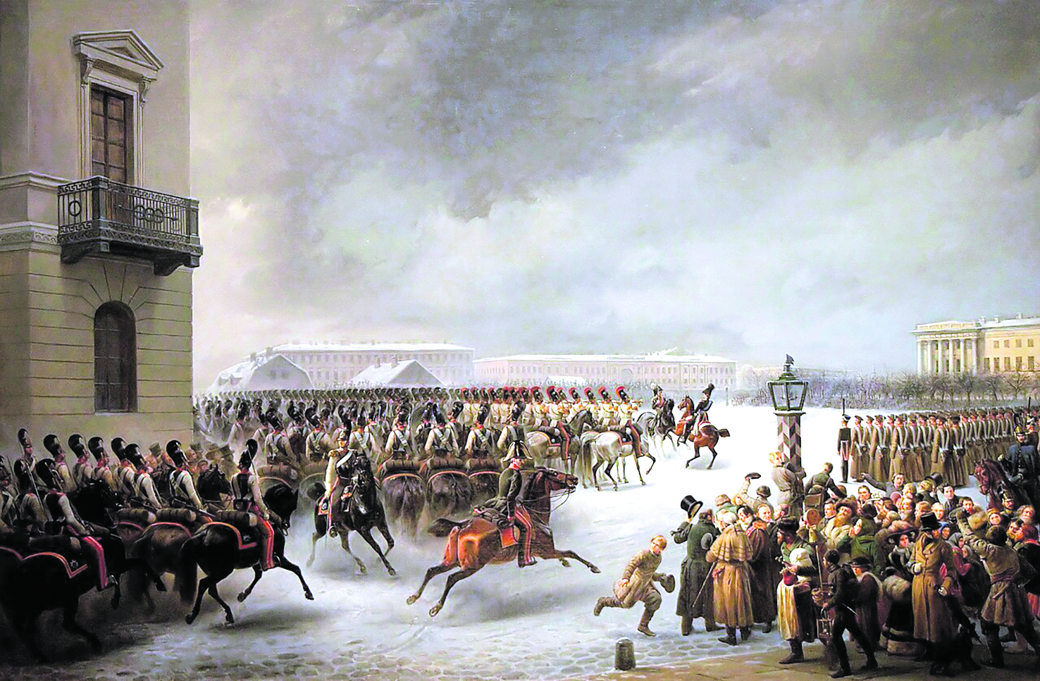 Dramatische Szenen: Das Gemälde von Georg Wilhelm Timm zeigt den Dekabristenaufstand vom 14. Dezember 1825 in St. Petersburg 