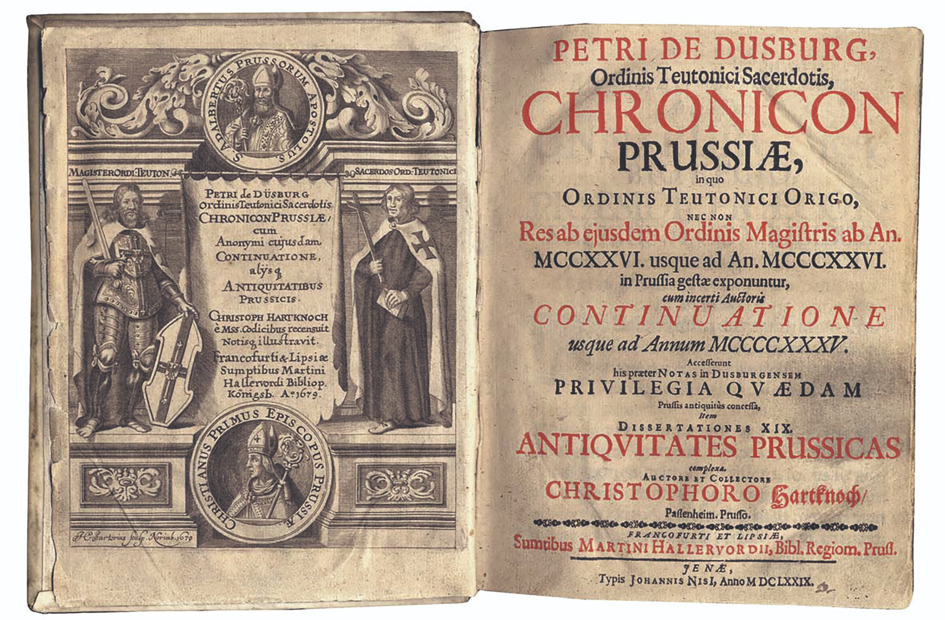 „Chronicon terrae Prussiae“ in der Ausgabe von 1679 – verfasst von Peter von Dusburg im Auftrag des Ordensmeisters Werner von Orseln, der den Niederländer bat, die Leistungen des Ordens in dem opulenten Werk deutlich zu machen