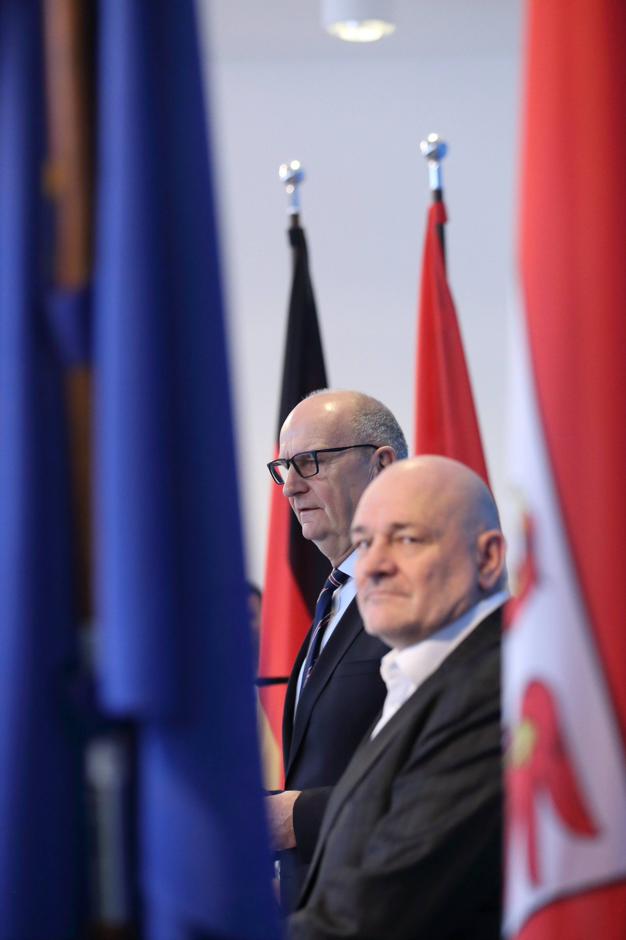 Woidke und Crumbach (r.): Verkündung des Koalitionsbruchs am 6. Januar in Potsdam