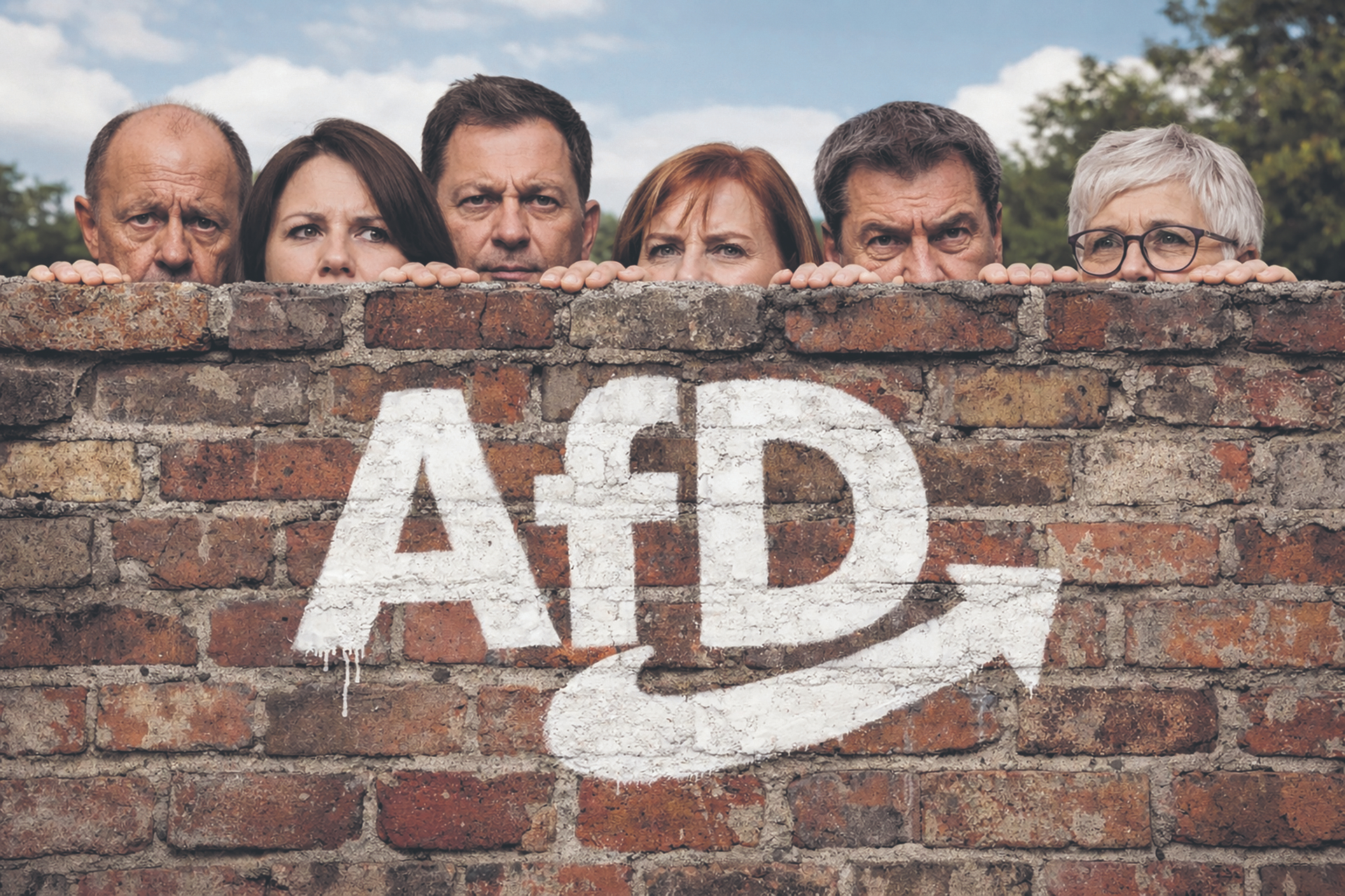 Politiker aller Couleur verstecken sich aus Angst und Orientierungslosigkeit hinter einer Mauer