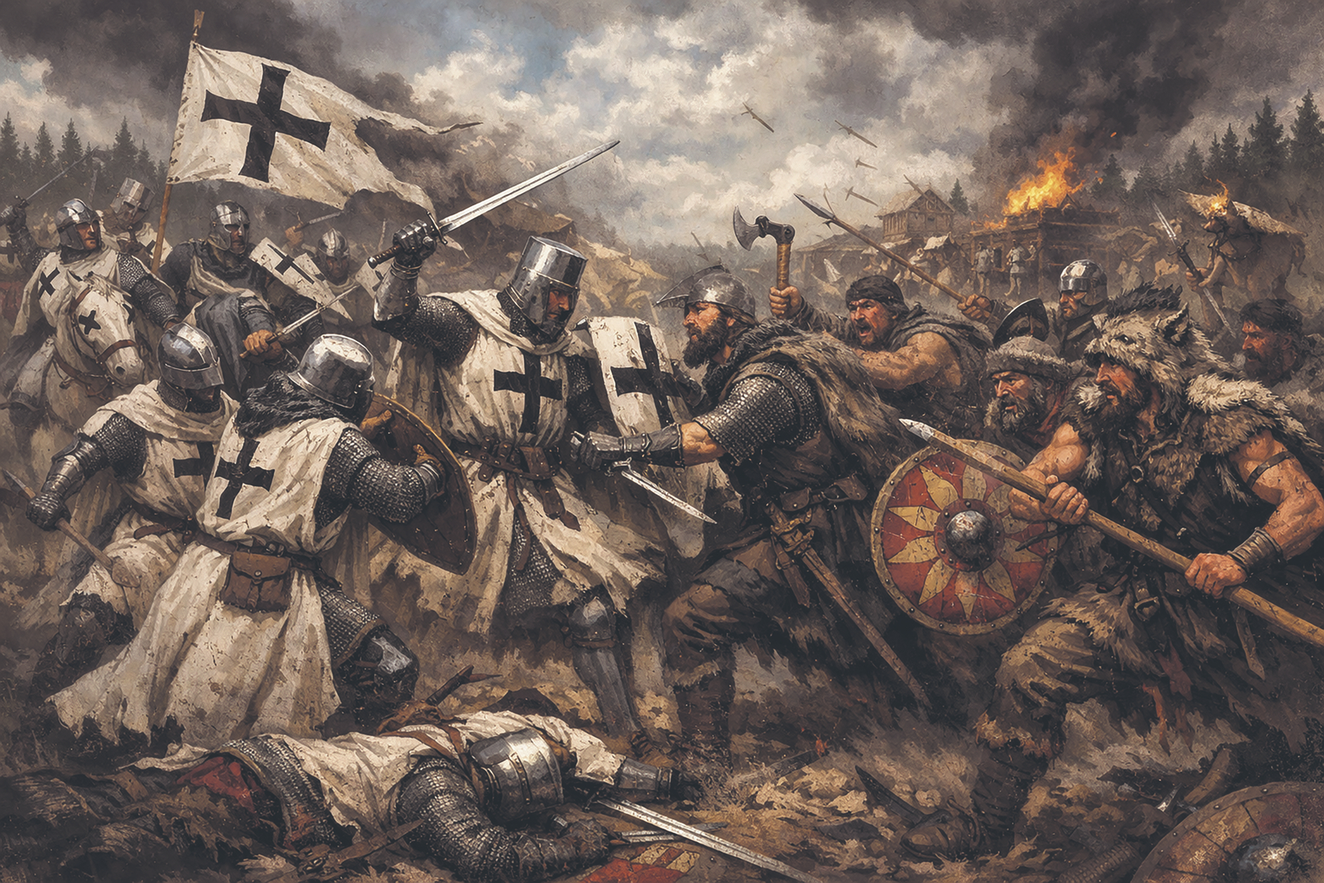 Mit äußerster Brutalität bekämpften sich der Deutsche Orden und die Krieger der Prußen in den vielen Schlachten 