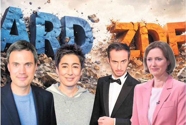 Gesichter und Personen wie ZDF-Intendant Norbert Himmler, Moderatorin Dunja Hayali, Hasser und Hetzer Jan Böhmermann sowie ZDF-Chefredakteurin Bettina Schausten (v.l.n.r.) stehen stellvertretend für die vielen Verfehlungen des ÖRR