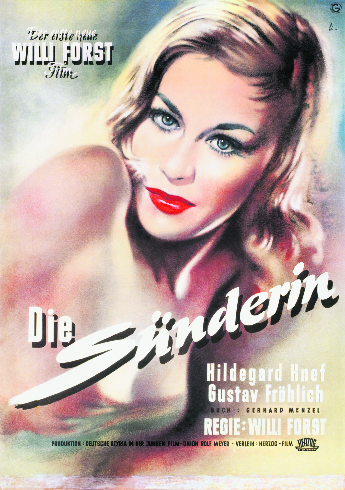 Das Filmplakat "Die Sünderin" von 1951 mit Hildegard Knef