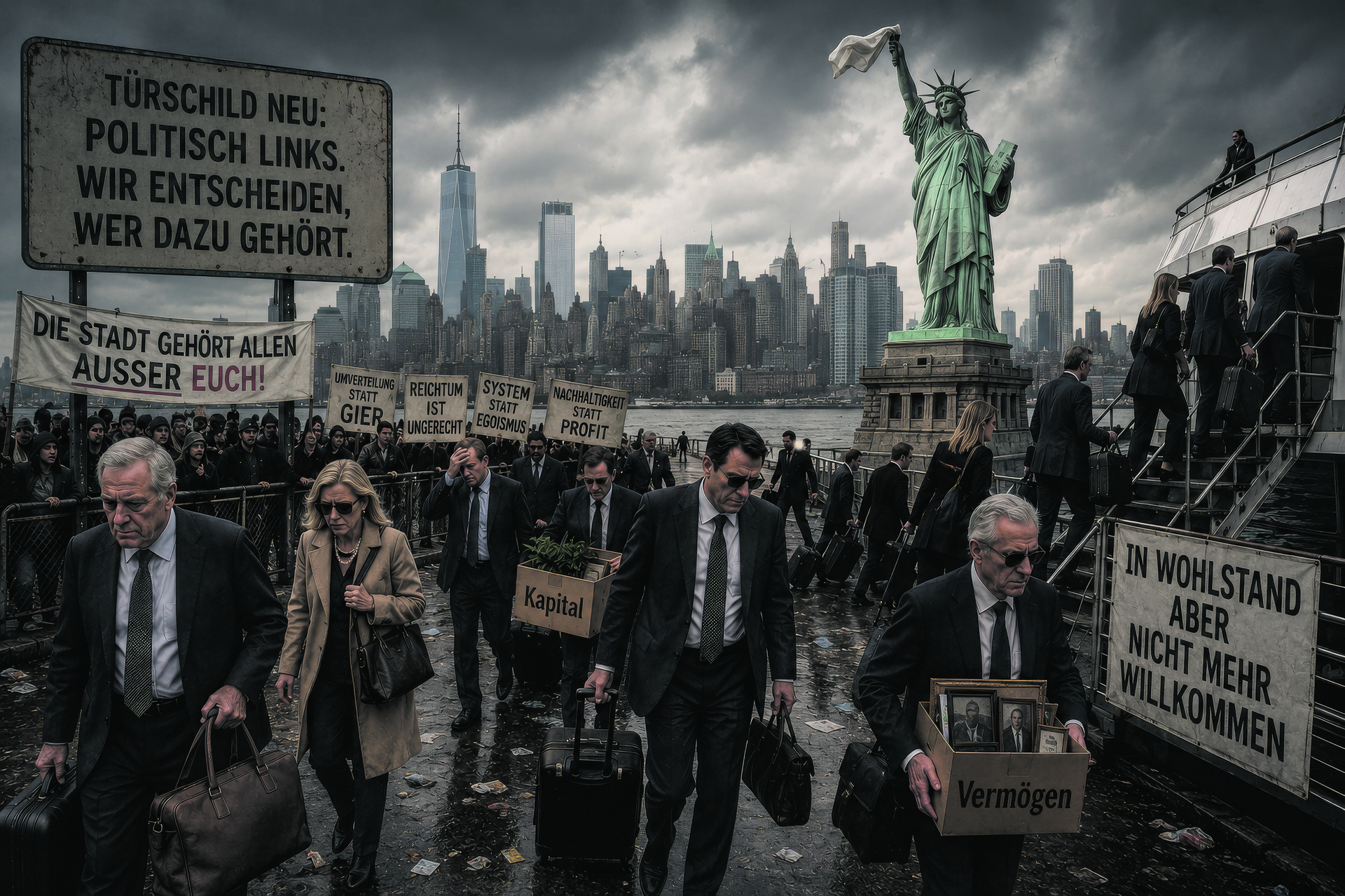 Wenn das Kapital aus der wichtigsten Finanzmetropole der Welt flieht, weil es aufgrund linker Politik und Anfeindungen nicht mehr willkommen ist, wird es dunkel im „Big Apple“, weil dann auch kein Geld für soziale Programme, Hilfen und Unterstützungen meh