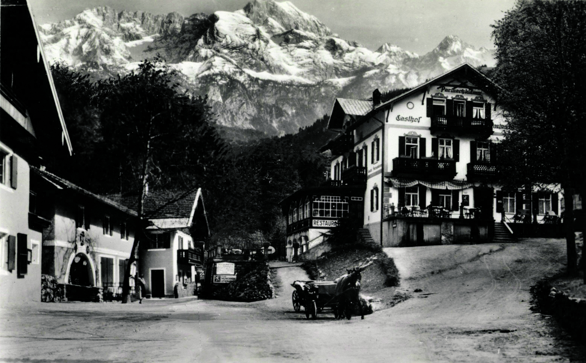 Endpunkt der Flucht und „Chorheim“ des „Restchors“ bis 1951: Der Gasthof „Partnachklamm“ in Garmisch-Partenkirchen