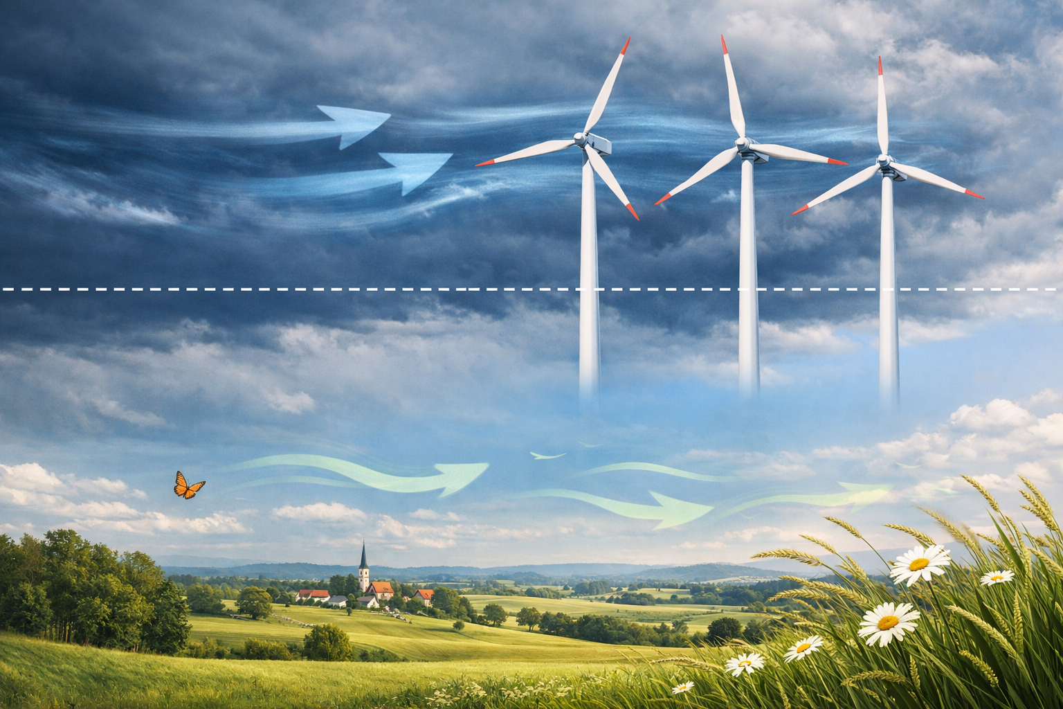 Windkraftanlagen werden zunehmend zum Problem, weil sie die Windstärke immer weiter verringern. Daher sollen bald die Winde ab 200 Höhenmeter "abgefangen" werden