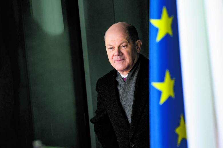 Hinter „Brüssel“ in Deckung: Bundeskanzler Olaf Scholz 